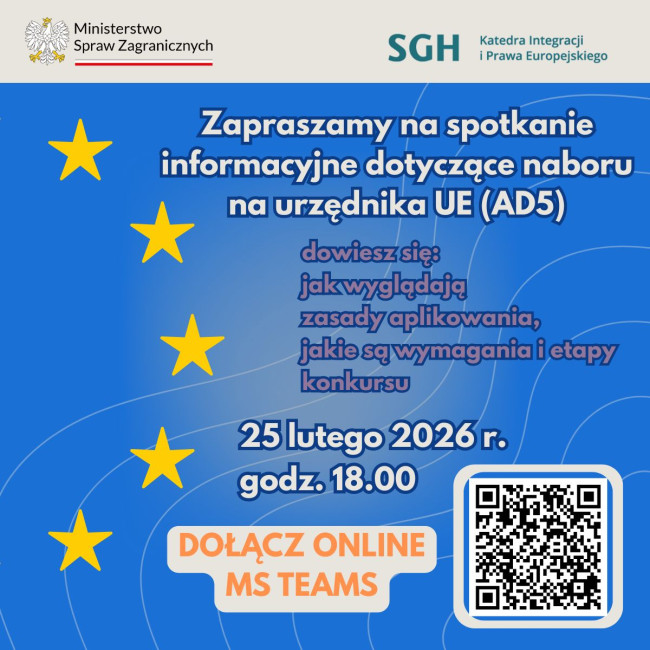 Plakat - spotkanie informacyjne dotyczące naboru na urzędnika UE 