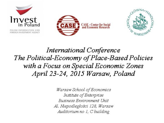 Grafika MIĘDZYNARODOWA KONFERENCJA THE POLITICAL-ECONOMY OF PLACE-BASED POLICIES WITH A FOCUS ON SPECIAL ECONOMIC ZONES