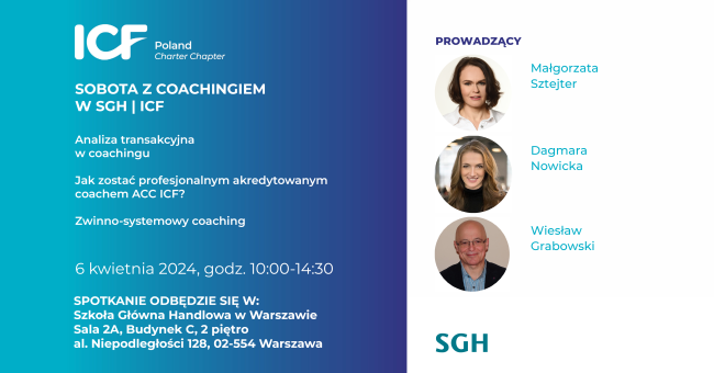 grafika przedstawiająca wydarzenie sobota z coachingiem w SGH ICF