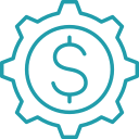 Koło zębate z symbolem dolara ikona