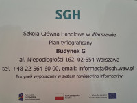 Okładka planu tyflograficznego budynku G, z widocznym adrsem oraz logotypem Uczelni