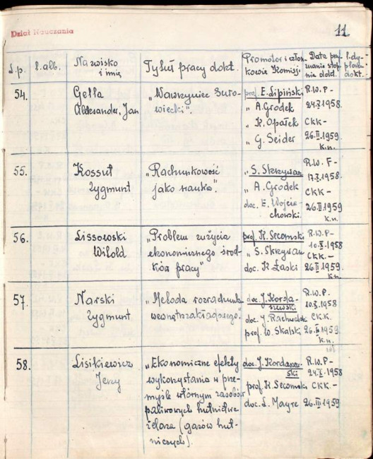 12. strona książki dyplomów doktorskich i habilitacyjnych