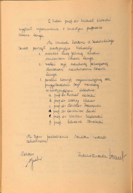 Protokół z posiedzenia Senatu Akademickiego SGPiS w dniu 5 października 1965 roku