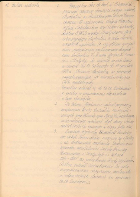 Protokół z posiedzenia Senatu Akademickiego SGPiS w dniu 15 listopada 1978 roku