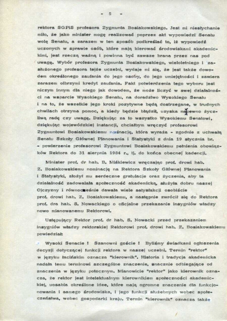 Protokół z uroczystego posiedzenia Senatu Akademickiego SGPiS z dnia 1 lutego 1983 roku