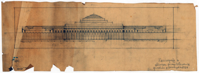 Szkic do projektu WSH. 1924 rok. Koncepcja z okresu projektowania. Źródło: MAW_IIIb 136-32