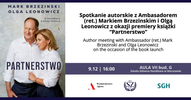 Spotkanie autorskie z Markiem Brzezińskim i Olgą Leonowicz z okazji premiery książki „Partnerstwo”