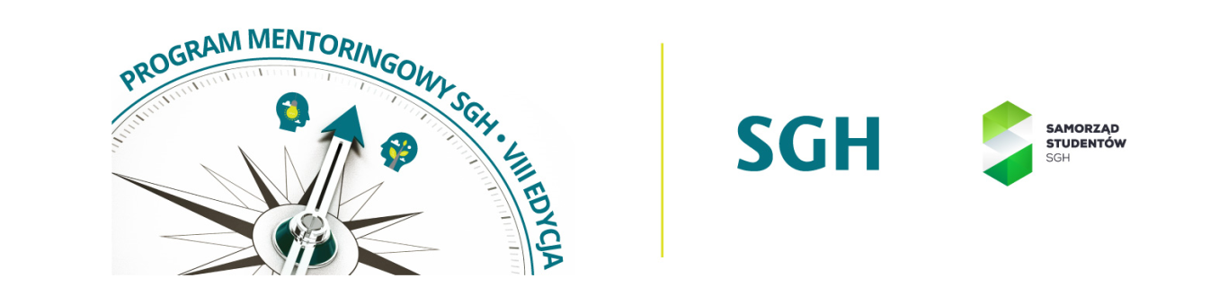 grafika Program Mentoringowy VIII edycja i logo SGH oraz Samorządu Studentów
