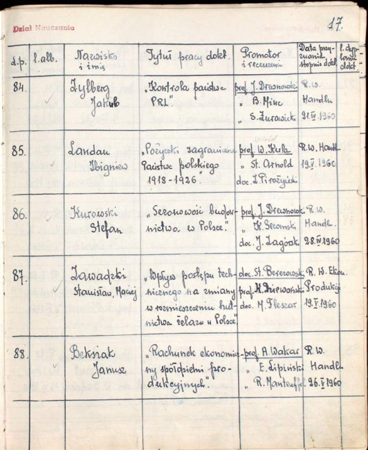 18. strona książki dyplomów doktorskich i habilitacyjnych