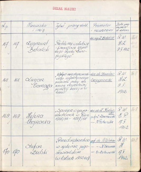 36. strona książki dyplomów doktorskich i habilitacyjnych