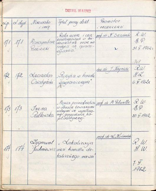 37. strona książki dyplomów doktorskich i habilitacyjnych