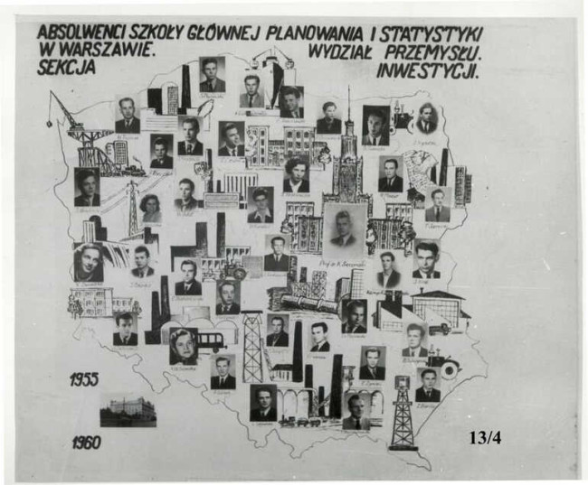 Zdjęcia portretowe absolwentów SGPiS Wydział Przemysłu. Sekcja inwestycji.Rocznik 1960 rozmieszczone na mapie Polski
