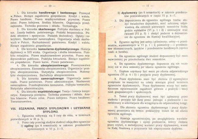 piąta strona spisu wykładów i programu studjów w roku akademickim 1923/24