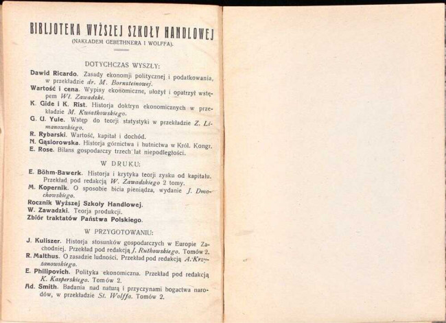 ósma strona spisu wykładów i programu studjów w roku akademickim 1923/24