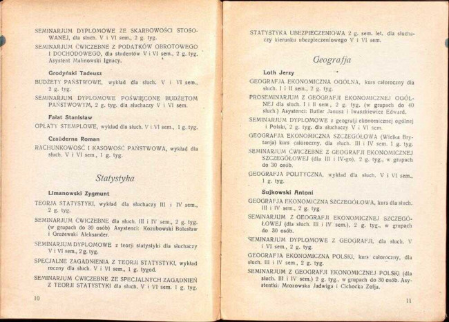 strony składu osobowego i spisu wykładów na rok akademicki 1926/27