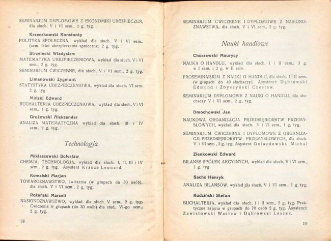 strony składu osobowego i spisu wykładów na rok akademicki 1927/28