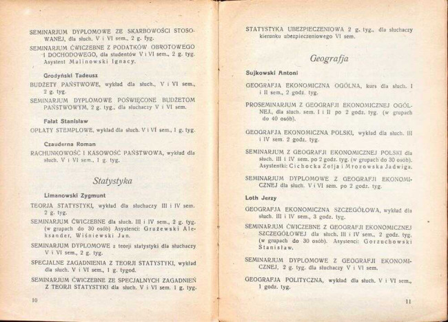 strony składu osobowego i spisu wykładów na rok akademicki 1927/28