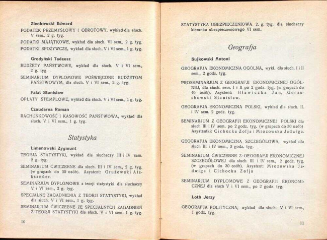 strony składu osobowego i spisu wykładów na rok akademicki 1928/29