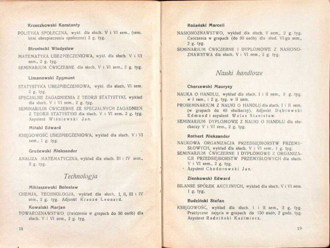 strony składu osobowego i spisu wykładów na rok akademicki 1931/32