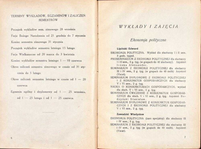 strony składu osobowego i spisu wykładów na rok akademicki 1931/32