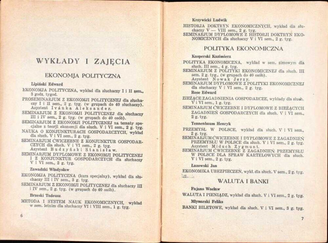 strony składu osobowego i spisu wykładów na rok akademicki 1932/33