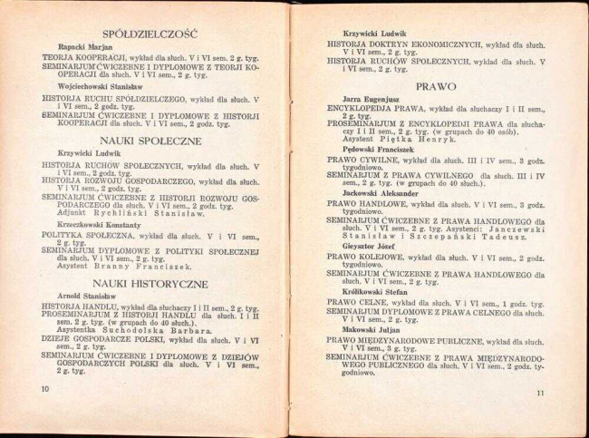 strony składu osobowego i spisu wykładów na rok akademicki 1932/33