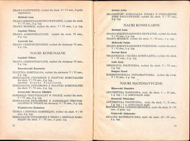 strony składu osobowego i spisu wykładów na rok akademicki 1932/33