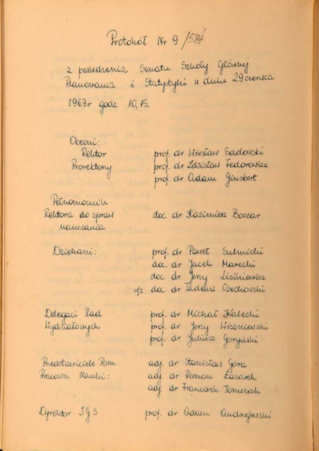 Protokół z posiedzenia Senatu Akademickiego SGPiS w dniu 29 czerwca 1967 roku