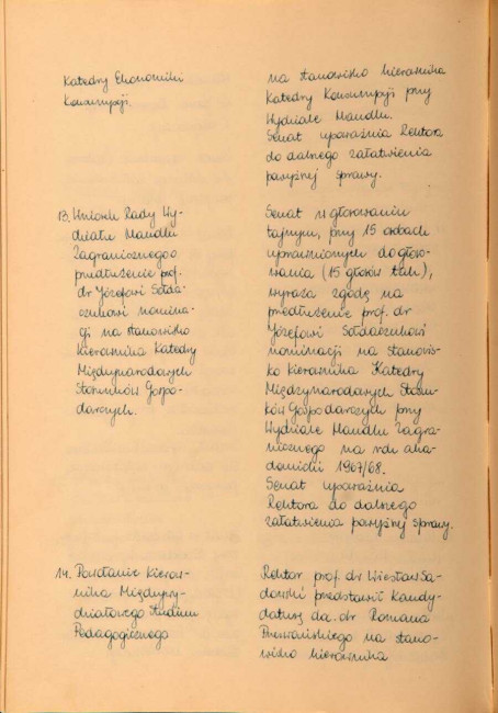 Protokół z posiedzenia Senatu Akademickiego SGPiS w dniu 29 czerwca 1967 roku