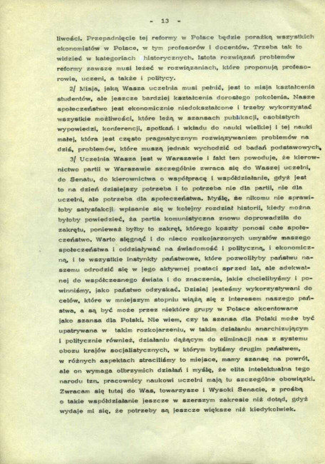 Protokół z uroczystego posiedzenia Senatu Akademickiego SGPiS z dnia 1 lutego 1983 roku