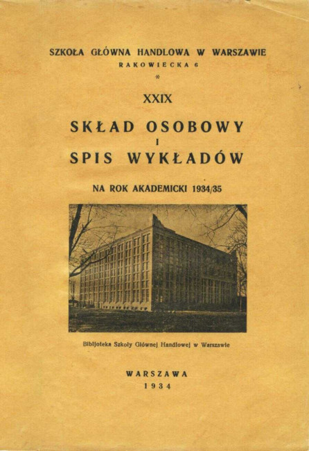 Skład osobowy i spis wykładów na rok akademicki 1934/1935 (okładka; pełny tekst - Zbiory: Wykłady i wykładowcy)