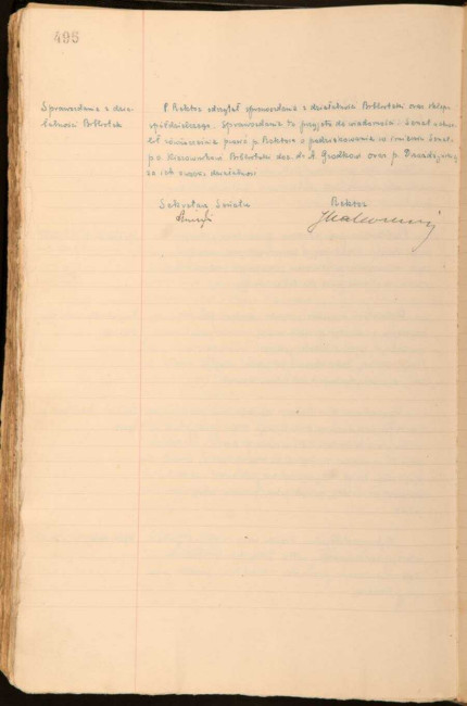 Protokół z ostatniego, przed zamknięciem  Uczelni przez władze niemieckie, posiedzenia Senatu Akademickiego SGH z dnia 28 czerwca 1940 roku