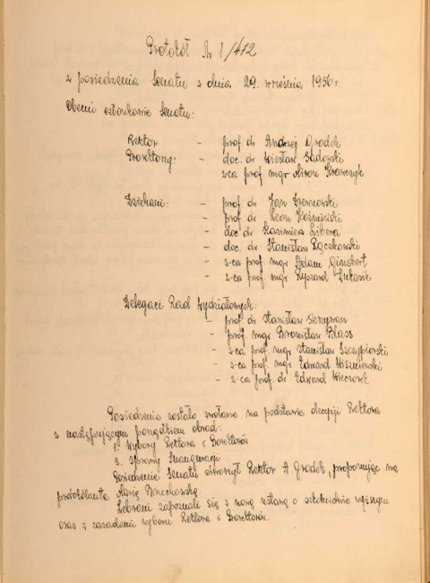 Protokół z posiedzenia Senatu Akademickiego SGPiS w dniu 26 września 1956 roku