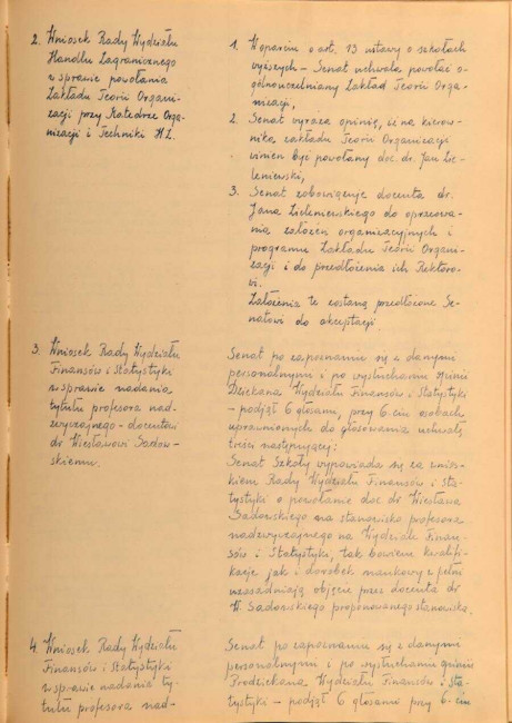 Protokół z posiedzenia Senatu Akademickiego SGPiS w dniu 26 maja 1960 roku