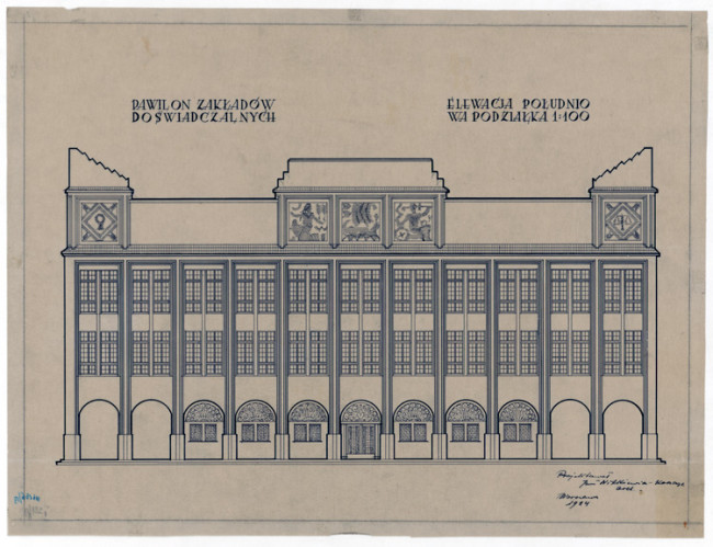 Elewacja południowa. 1924 rok. Źródło: MAW_IIIb 136-19