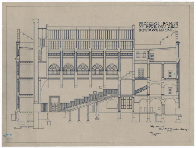 Przekrój podłużny. 1924 rok. Źródło: MAW_IIIb 136-15