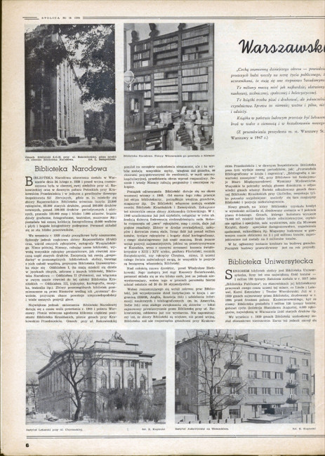 Biblioteka Narodowa, Stolica, 1949, nr 14