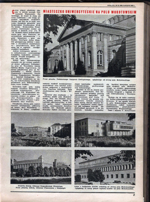 Miasteczko uniwersyteckie na Polu Mokotowskim, Stolica, nr 31, 2 sierpnia 1953
