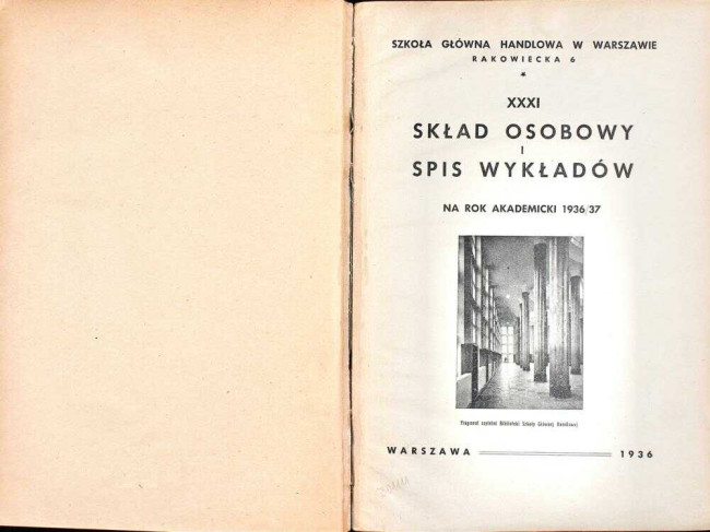 okładka składu osobowego i spisu wykładów na rok akademicki 1936/37