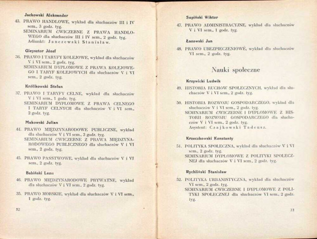 strony składu osobowego i spisu wykładów na rok akademicki 1936/37