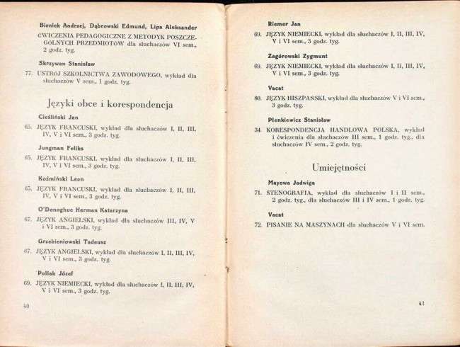 okładka składu osobowego i spisu wykładów na rok akademicki 1936/37