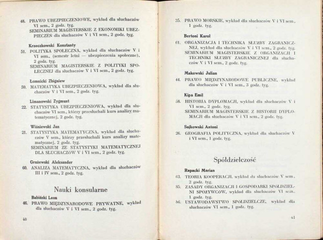 strony składu osobowego i spisu wykładów na rok akademicki 1937/38