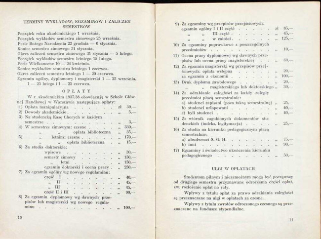 strony składu osobowego i spisu wykładów na rok akademicki 1937/38