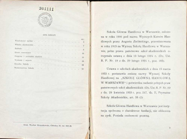 strony składu osobowego i spisu wykładów na rok akademicki 1938/39