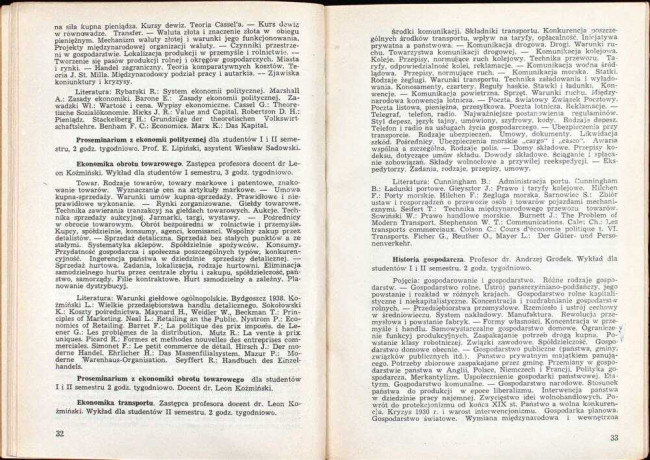 strony składu osobowego i spisu wykładów na rok akademicki 1945/46