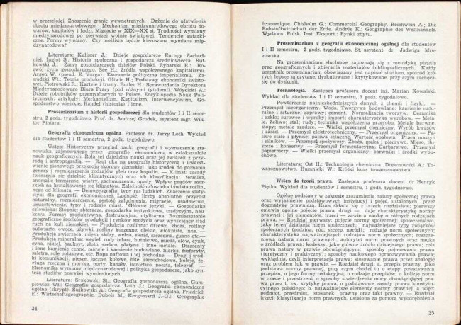 strony składu osobowego i spisu wykładów na rok akademicki 1945/46