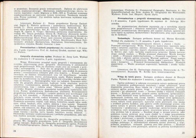 strony składu osobowego i spisu wykładów na rok akademicki 1945/46