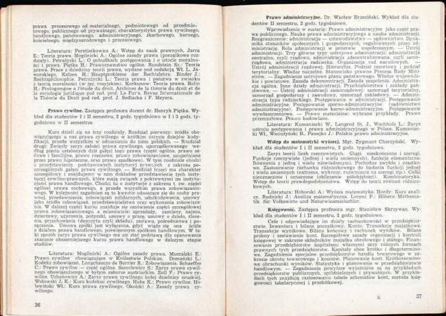 strony składu osobowego i spisu wykładów na rok akademicki 1945/46