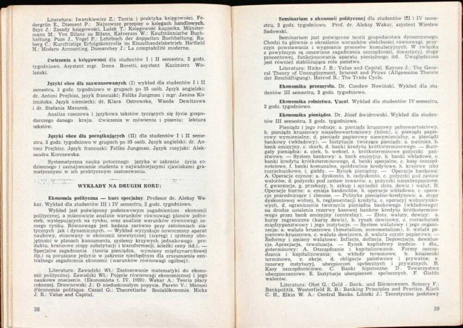 strony składu osobowego i spisu wykładów na rok akademicki 1945/46