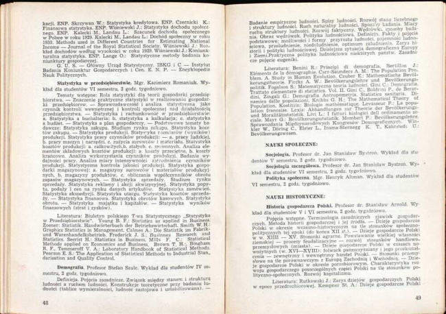 strony składu osobowego i spisu wykładów na rok akademicki 1945/46